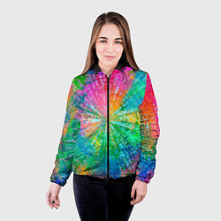 Куртка с капюшоном женская АБСТРАКЦИЯ РАДУЖНАЯ, цвет: 3D-черный — фото 2
