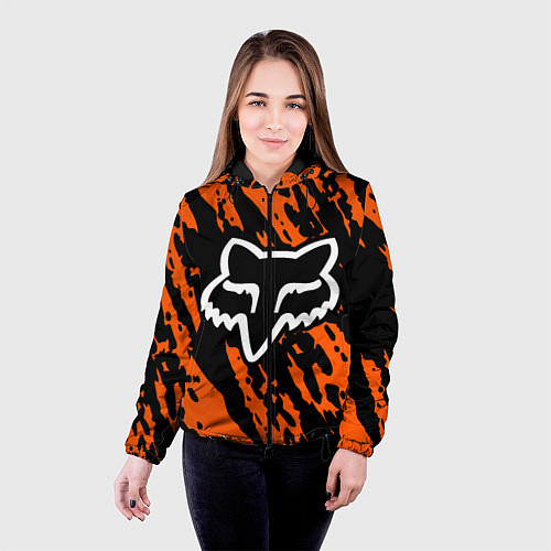 Женская куртка FOX MOTOCROSS ORANGE / 3D-Черный – фото 4