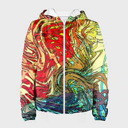 Куртка с капюшоном женская Хаотичные линии Abstract pattern, цвет: 3D-белый