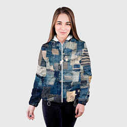 Куртка с капюшоном женская Patchwork Jeans Осень Зима 2023, цвет: 3D-белый — фото 2