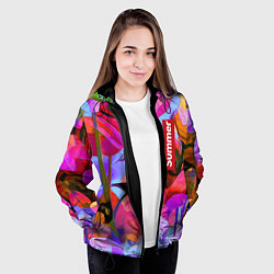 Куртка с капюшоном женская Красочный летний цветочный паттерн Summer color pa, цвет: 3D-черный — фото 2