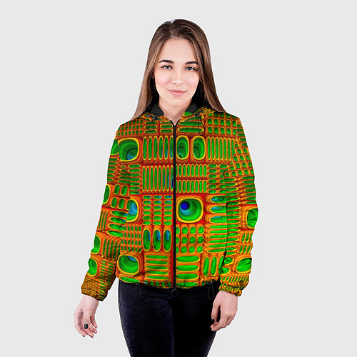 Женская куртка ОПТИЧЕСКАЯ АБСТРАКЦИЯ / 3D-Черный – фото 4