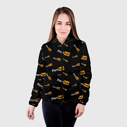 Куртка с капюшоном женская PORN HUB НАДПИСИ ПАТТЕРН, цвет: 3D-черный — фото 2