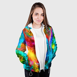 Куртка с капюшоном женская Цветные всплески Экспрессионизм Абстракция Color S, цвет: 3D-белый — фото 2