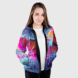 Куртка с капюшоном женская Neon splashes, цвет: 3D-черный — фото 2