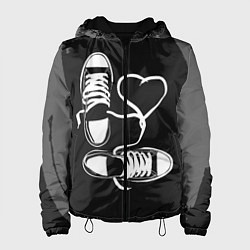 Куртка с капюшоном женская Кеды и любовь, цвет: 3D-черный