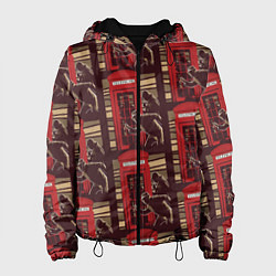 Куртка с капюшоном женская Шерлок Холмс и Доктор Ватсон паттерн, цвет: 3D-черный