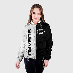 Куртка с капюшоном женская СУБАРУ - SUBARU ЧЕРНО БЕЛЫЕ БРЫЗГИ КРАСКА, цвет: 3D-белый — фото 2