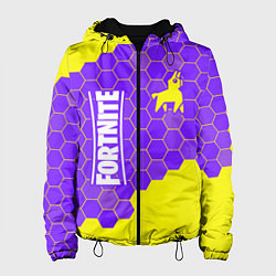 Куртка с капюшоном женская ФОРТНАЙТ - ЛАМА Соты, цвет: 3D-черный