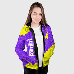 Куртка с капюшоном женская ФОРТНАЙТ - ЛАМА Соты, цвет: 3D-черный — фото 2