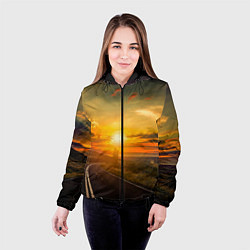 Куртка с капюшоном женская Закат у океана, цвет: 3D-черный — фото 2