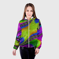 Куртка с капюшоном женская Кислотный фрактал Абстракция, цвет: 3D-белый — фото 2