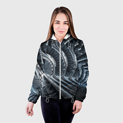 Куртка с капюшоном женская Фрактальный абстрактный паттерн Броня Fractal Abst, цвет: 3D-белый — фото 2
