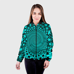 Куртка с капюшоном женская NEON FRACTAL PATTERN, цвет: 3D-черный — фото 2