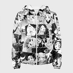 Куртка с капюшоном женская Клинок рассекающий демонов паттерн, цвет: 3D-белый