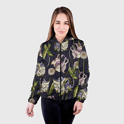 Куртка с капюшоном женская Цветы Аквилегии, цвет: 3D-черный — фото 2