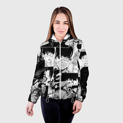 Куртка с капюшоном женская Токийский гуль паттерн, цвет: 3D-белый — фото 2