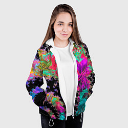 Куртка с капюшоном женская Сюрреалистическая фрактальная композиция Мода Surr, цвет: 3D-белый — фото 2