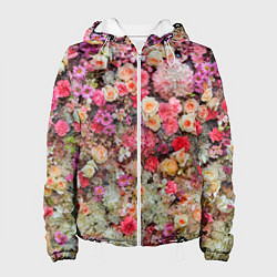 Куртка с капюшоном женская MILLION MULTICOLORED FLOWERS, цвет: 3D-белый