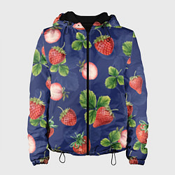 Куртка с капюшоном женская Сладкая Клубника, цвет: 3D-черный