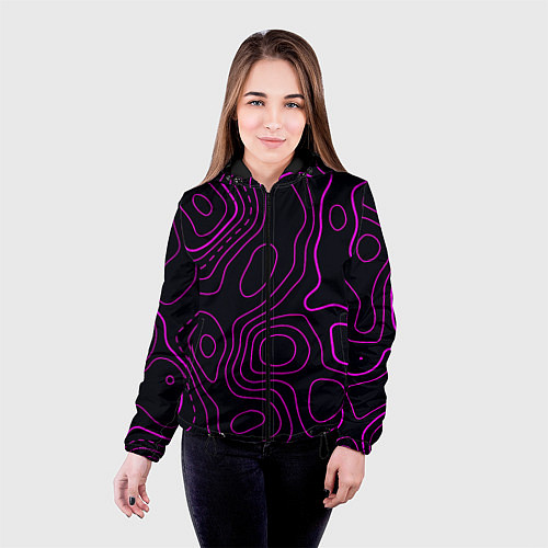 Женская куртка THE ILLUSION OF PURPLE LINES / 3D-Черный – фото 4