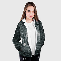 Куртка с капюшоном женская Мрачный особняк, цвет: 3D-белый — фото 2