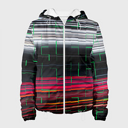 Куртка с капюшоном женская Цветная мозаика colored mosaic lines, цвет: 3D-белый