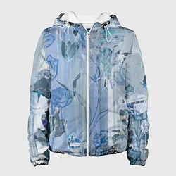 Куртка с капюшоном женская Floral collage Растительный коллаж, цвет: 3D-белый