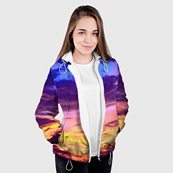 Куртка с капюшоном женская Небо на закате, цвет: 3D-белый — фото 2