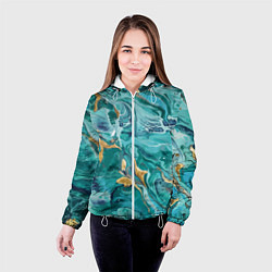 Куртка с капюшоном женская Имитация малахита, цвет: 3D-белый — фото 2