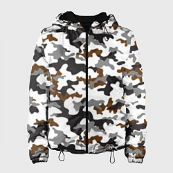 Куртка с капюшоном женская Камуфляж Чёрно-Белый Camouflage Black-White, цвет: 3D-черный