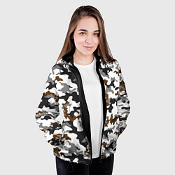 Куртка с капюшоном женская Камуфляж Чёрно-Белый Camouflage Black-White, цвет: 3D-черный — фото 2