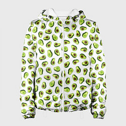 Куртка с капюшоном женская Смешное авокадо на белом фоне, цвет: 3D-белый