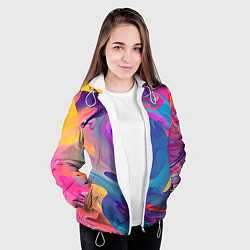 Куртка с капюшоном женская Красочные разводы Абстракция, цвет: 3D-белый — фото 2
