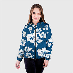 Куртка с капюшоном женская Цветочный паттерн Минимализм, цвет: 3D-черный — фото 2