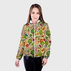 Куртка с капюшоном женская COLORED FOREST ANIMALS, цвет: 3D-белый — фото 2