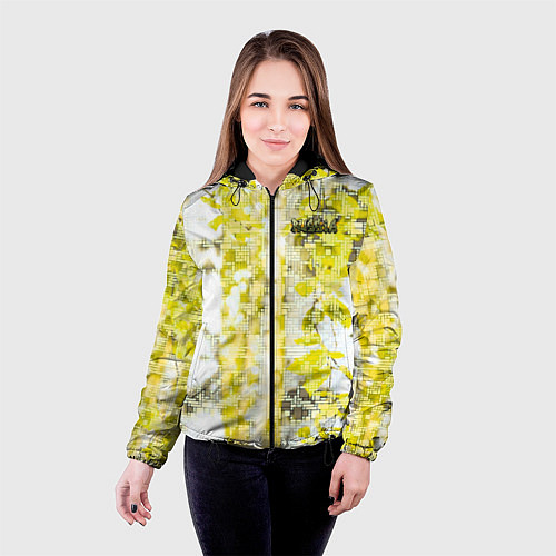 Женская куртка РОССИЯ БЕРЕЗЫ ПРЯМОУГОЛЬНИКИ / 3D-Черный – фото 4