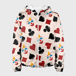 Куртка с капюшоном женская Джокер карты масть cards joker clown, цвет: 3D-белый