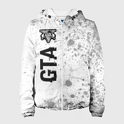 Куртка с капюшоном женская GTA Glitch на темном фоне, цвет: 3D-белый