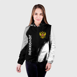 Куртка с капюшоном женская Психолог из России и Герб Российской Федерации, цвет: 3D-черный — фото 2