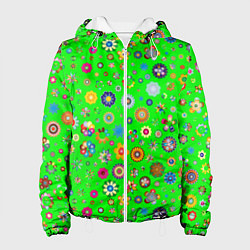Куртка с капюшоном женская TEXTURE OF MULTICOLORED FLOWERS, цвет: 3D-белый