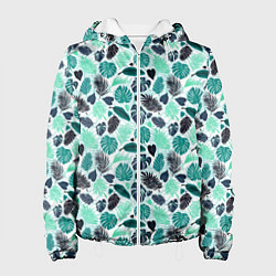 Куртка с капюшоном женская PALM LEAF TEXTURE, цвет: 3D-белый