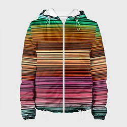 Куртка с капюшоном женская Multicolored thin stripes Разноцветные полосы, цвет: 3D-белый