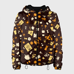 Куртка с капюшоном женская COFFEE PREPARATION TEXTURE, цвет: 3D-черный