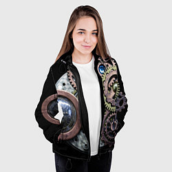 Куртка с капюшоном женская Mechanism of gears in Steampunk style, цвет: 3D-черный — фото 2