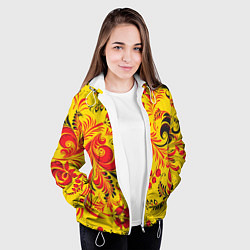 Куртка с капюшоном женская Хохломская Роспись Цветы, цвет: 3D-белый — фото 2