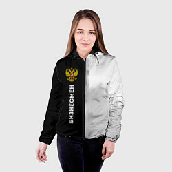Куртка с капюшоном женская Бизнесмен из России и Герб Российской Федерации, цвет: 3D-черный — фото 2
