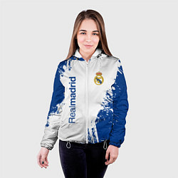 Куртка с капюшоном женская Реал Мадрид краска, цвет: 3D-белый — фото 2