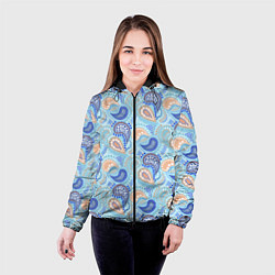 Куртка с капюшоном женская Турецкий огурец Turkish cucumber blue pattern, цвет: 3D-черный — фото 2