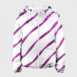 Куртка с капюшоном женская Блестящая сиреневая диагональ, цвет: 3D-белый